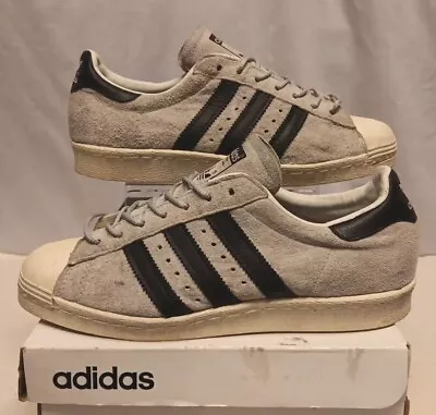 Adidas Superstar 80s Suede Grey Black Trainers G61071 Sz 6 Eu 39 1/3 Hardly Worn • £24.99