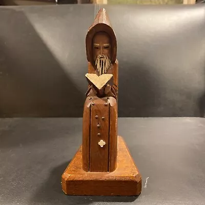 Religious Retalbo Vintage Mexico Carved Wooden Monk Priest Friar Statue Bible • $20