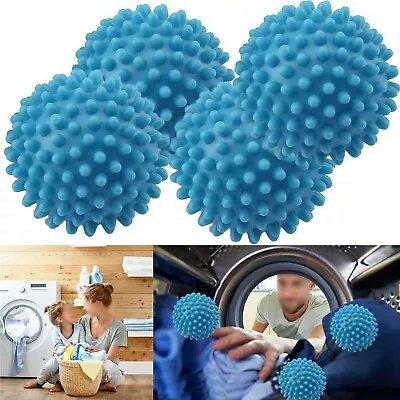 4 X REUSABLE TUMBLE ECO DRYER CLOTHES SOFTENER WASHING MACHINE BALLS PLASTIC • £6.95