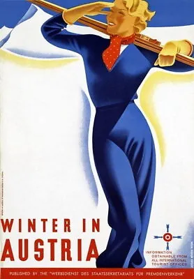 84169 Vintage Austrian Winter In Austria Ski Travel Decor Wall Print Poster • $29.95