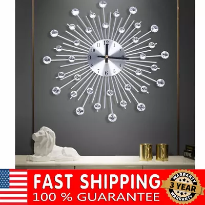 Large Modern  Metal Wall Clock Office Living Room Home Decor W/ Flash Drill • $29.45