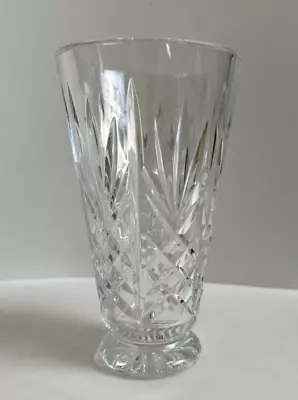Waterford Crystal Footed Vase 8  Fans Criss Cross Cuts Ireland Vintage GORGEOUS • $125