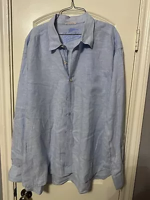 Tommy Bahama XXL 100% Linen Long Sleeve Button Down Shirt Light Blue • $50