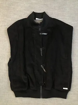 Vintage Chego Sweats DD Vest Jacket Mens 42 Black Metal Clasp Loop Corduroy 80s • $27.99