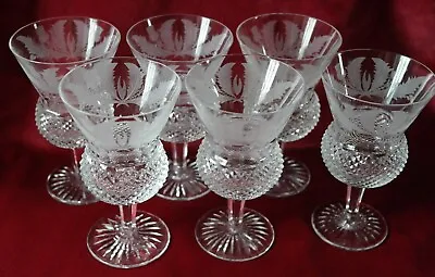 Edinburgh Crystal Thistle Pattern - 6 X Wine Glasses • £290