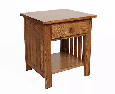 Amish End Table With Drawer Mission Style Oak Handcrafted Side Table Made USA • $450