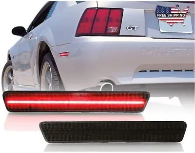 For 1999-2004 Ford Mustang Smoked LED Rear Bumper Side Marker Lights Red Lamp 2X • $32.39