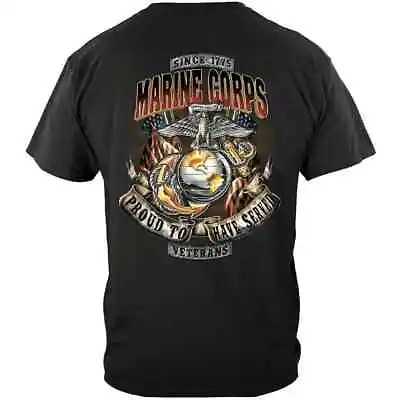 Marine Corps T-Shirt  'Proud To Have Served' - Black USMC Veteran Shirt With EGA • $29.95