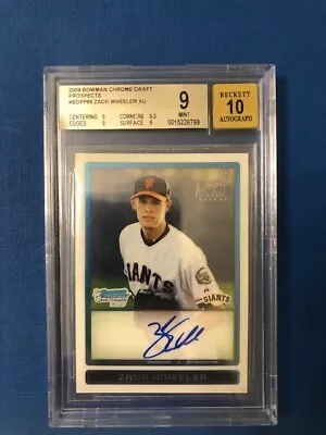 2009 Bowman Chrome DP Prospects Auto Zach Wheeler BGS 9 Auto 10 • $80