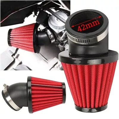 Inlet Motorcycle Air Intake Filter Parts Rubber Red Adjustable Clamp Pod 42mm • £14.54