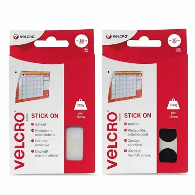 16x Velcro® Circular Sticky Pads/Coins Stick On Fasteners Hook & Loop 16mm Dots • £3.63