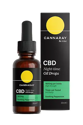 Cannaray CBD Oil Drops Night-Time 1800mg - Loved By Claudia Winkleman • £36