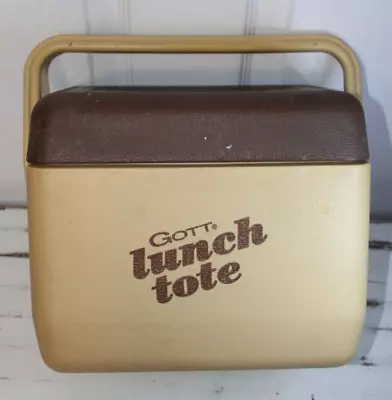 Vintage GOTT Lunch Tote Small Cooler 6 Pack Tan Brown 10.5  Model 1806 USA MADE • $14.99