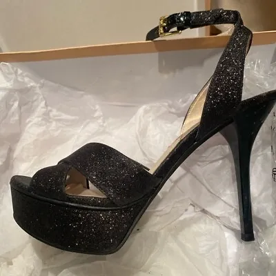 Black Glitter Michael Kors Gideon Platform Stiletto Sandals Size 8.5M • $45