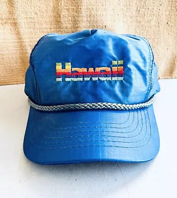 Vintage 80s Ed’s West Inc. HAWAII Rope Trim Cap/Hat Parachute Fabric (One Size) • $26.96