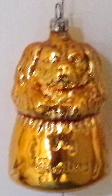 Vintage West Germany 3   My Darling  Gold Dog In Sack Hand Blown Glass Ornament • $14.95