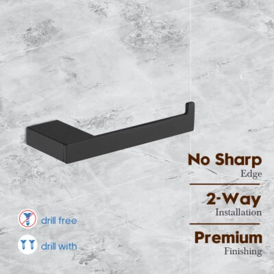 $34.99 • Buy Decaura Matt Black Toilet Paper Roll Holder Storage Square Drill-free Bathroom