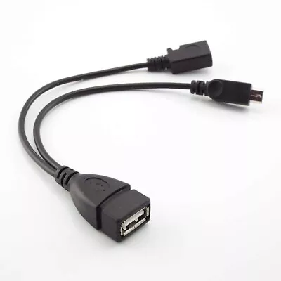 Micro 5Pin Male Female To USB Female 2 In 1 Host OTG Cable Y Splitter Power Cord • $2.09