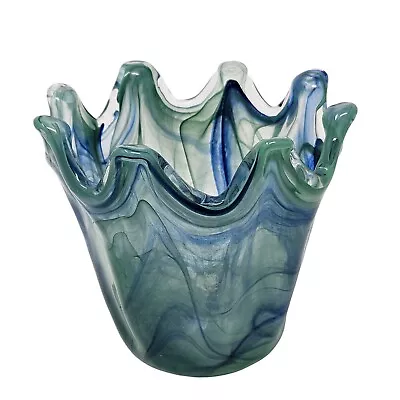 Murano Green Blue Glass Bowl Made In Italy Vetro Eseguito Secondo La Tecnica • $24