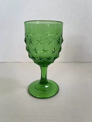 Vintage LG Wright Stippled Star Green Glass Goblet • $14.99