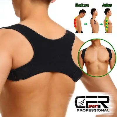 Posture Corrector Upper Back Support Brace Lumbar Shoulder Support Neoprene Belt • £13.49