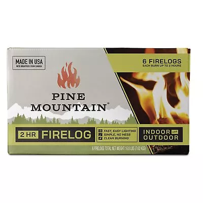 Pine Mountain 6PK 2HR Trad Fire Log 6 Firelogs 2-Hour Burn Time 6 Count • $23.50