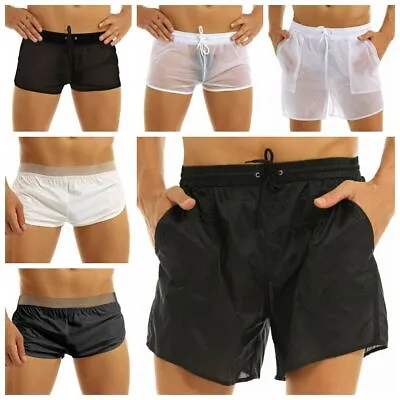 £5.99 • Buy Men's Sexy See Through Drawstring Low Rise Shorts Boxer Briefs Trunks Swimwear