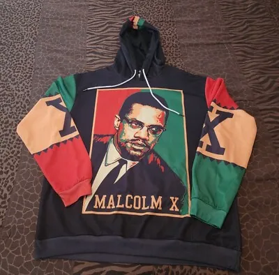 Malcolm X All Over Print Hoodie Blackgreen Red. Size Large  • $69.99