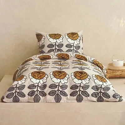 【NEW】Marimekko MAALAISRUUSU Duvet Cover + Pillow Case 150x210cm Yellow 婚礼野生玫瑰 • $299