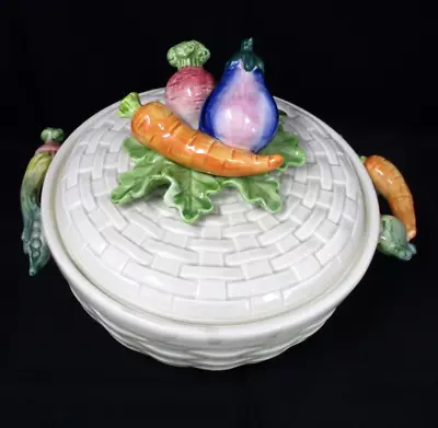 Fitz And Floyd Kitchen Harvest Vegetable Dish 2 Quart Basket Weave Serving Piece • $39.99
