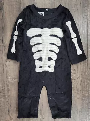 Baby Boy Girl Mud Pie 0-6 Month Minky White & Black Skeleton Halloween Outfit • $16.99