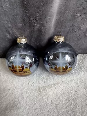 Vintage Rausch Christmas Bulb Ornament Lot 2 Holy Land Star Bethlehem USA • $24.99