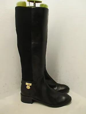 Michael Kors St14f Black Leather Side Zip Knee High Boots Size 7 M • $44.95