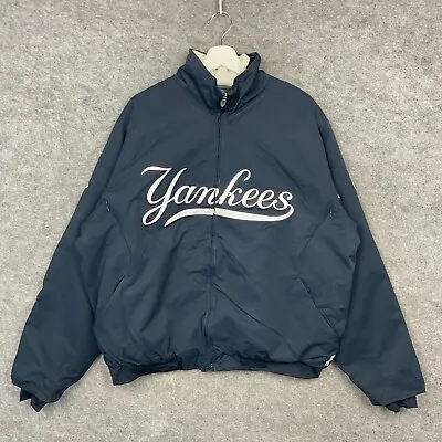 $150.98 • Buy New York Yankees Jacket Mens Large Blue Majestic NHL Therma Base Spell Out Top
