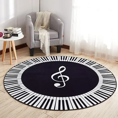 Carpet Music Symbol Piano Keys Round Carpet Anti Slip Rugs Bedroom Pads Floor • $36.33