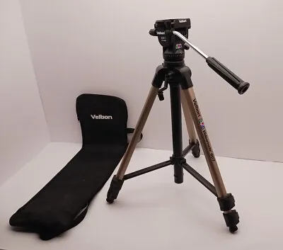 Velbon Videomate 607 Vel-Flo 9 PH-368 Head Camera Tripod W/ Carrying Case • $38.99