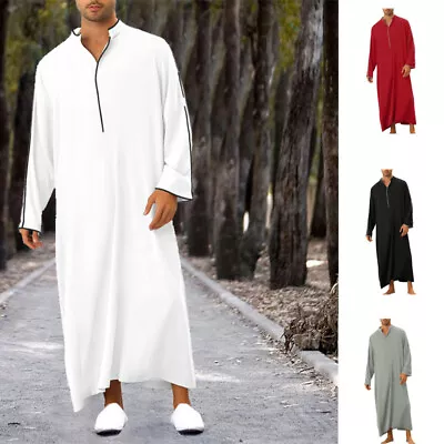 Eid Shirt Dress Tunic Islamic Men Jubba Kaftan Dishdash Ramadan Arab Robe Thobe • £13.99