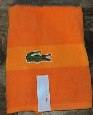 Lacoste ~ Orange Bath Towel 100% Cotton 30  X 52  Big Crocodile Logo (A) • £27.90