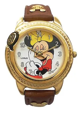 Lorus Talking Minnie Minie Mouse Disney Watch With Brown Genuine Leather Band   • $450