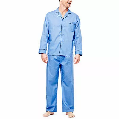 Hanes Ultimate Men's Pajama Set Big & Tall Broadcloth Blue Size 4XL NEW $60 • $39.99