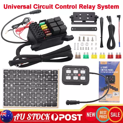 12V 6 Gang Switch Panel Electronic Relay System Fuse Wiring Harness Car Boat ATV • $170.52