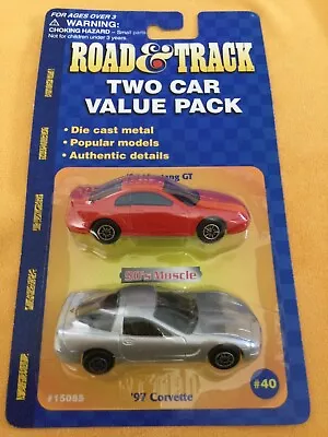 Sealed Maisto Road And Track Magazine Two Car Value Pack Mustang GT Corvette • $2.99