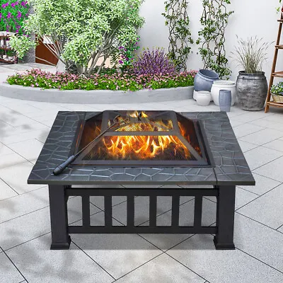 32 Wood Burning Fire Pit Outdoor Heater Backyard Patio Deck Stove Fireplace Bowl • $97.46