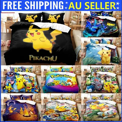 3D Print Bedding Set Pokemon Pikachu Duvet Covers Single Double Queen King • $19.99