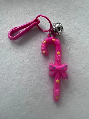 $9.99 • Buy Vintage 1980s Plastic Bell Charm Pink Candy Cane For 80s Necklace RETRO