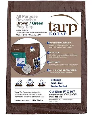 Kotap 8-ft X 10-ft Reversible Brown/Green Poly Tarp Item: TBG-0810 Model:TB... • $15.28