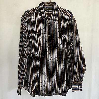JHANE BARNES Vintage Rainbow Cracking Velvet Pattern Button Shirt JBF5-327 2XL • $17.50