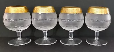 Set Of 4 Moser Cut Crystal Splendid Pattern Brandy Snifters Or Cognac Glasses • $126.50