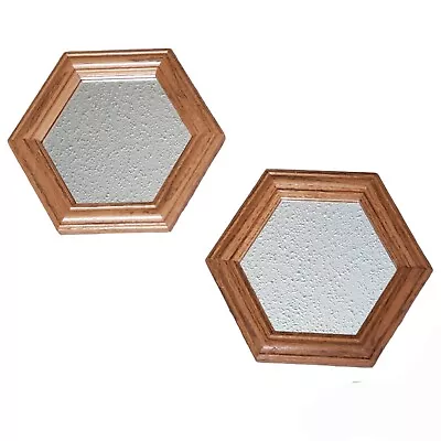 Lot Of 2 Vintage Wooden Hexagon Mirrors Home Interiors 8  • $29.99