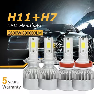 4PCS H11 H7 High Power Combo LED Headlight Bulbs Kit High Low Beam 7000K • $30.48